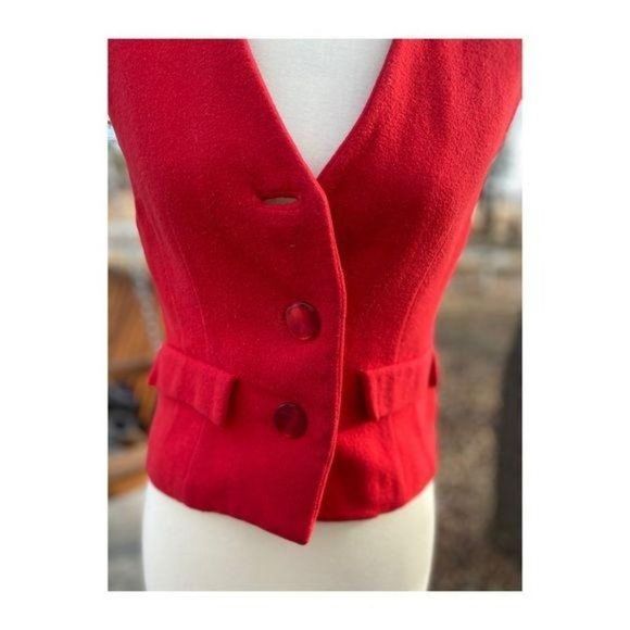 SOLD Vintage 1940s Red Wool Waistcoat Vest Fitted - Picture 4 of 10